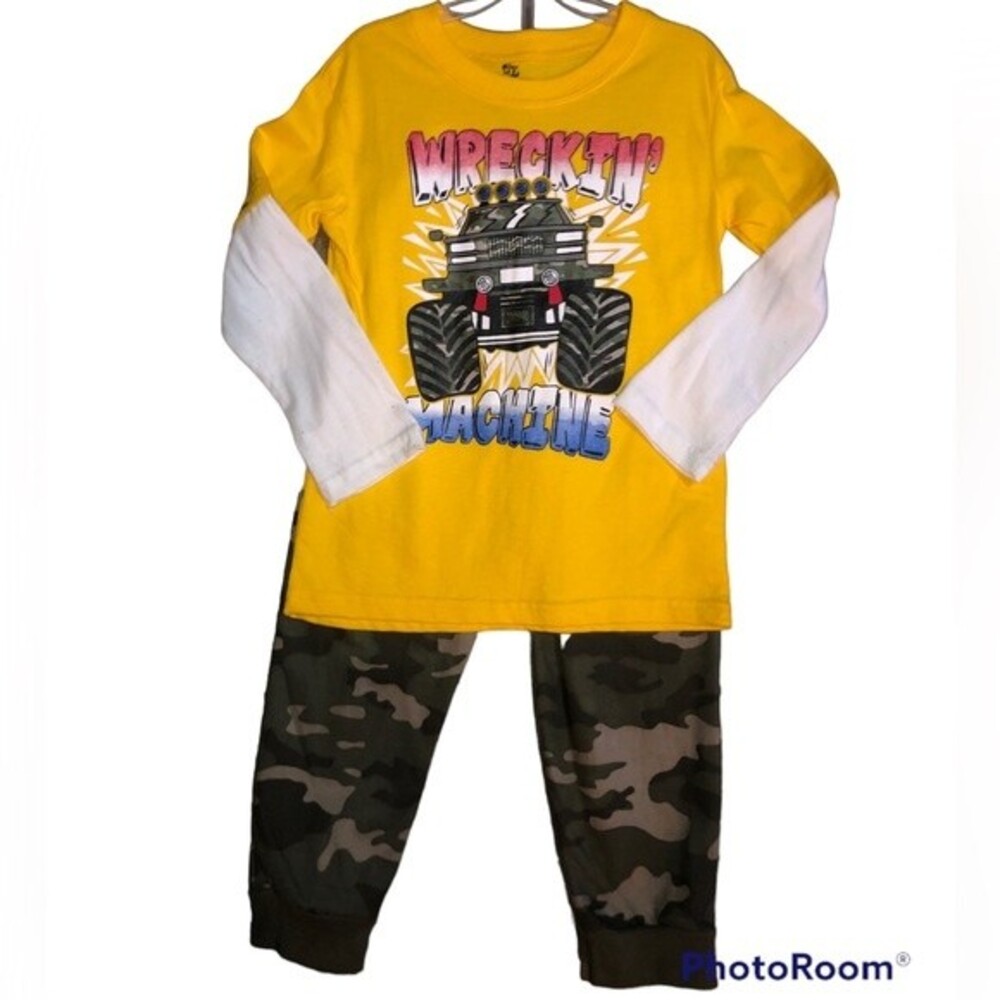 Open Trails Sz XS (4/5) Boys Wreckin’ Machine Long Sleeve Camo Pant Set NEW NWT